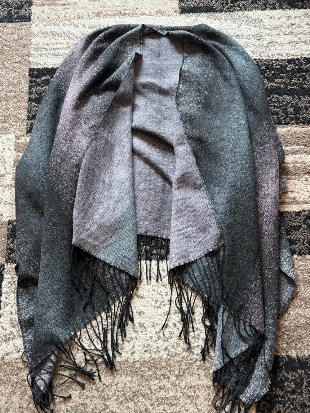 Women’s purple, Gray, black Fringe cardigan Shawl Scarf whimsical goth